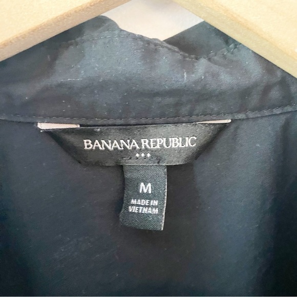 BANANA REPUBLIC Black Poplin Knee Length Collared Shirt Dress Preppy - Picture 7 of 8